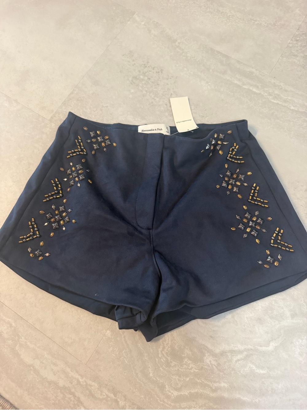 Abercrombie & Fitch Navy High-Waist Embellished Women’s Shorts